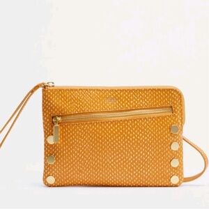 Hammit cross shoulder bag with wrist/shoulder straps with gold embellishment